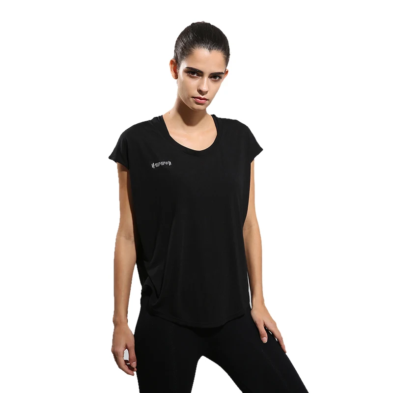 black 1pc Женская спортивная быстросохнущая футболка, свободные рубашки для йоги, топы для тренировок, топы для фитнеса, бега, женские шорты с рукавом, спортивная одежда для йоги - Цвет: black 1pc