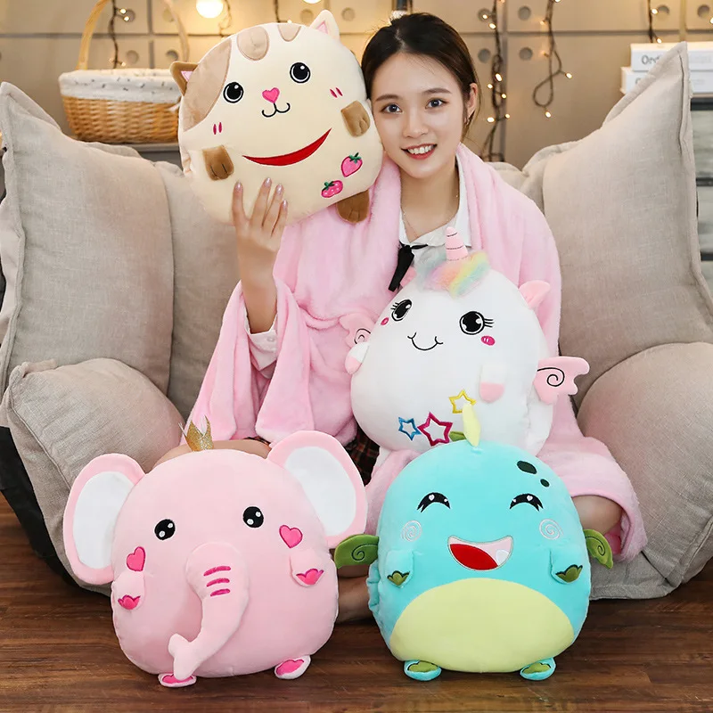 

2020 winter new soft plush cute elephant cat unicorn hand warmer pillow for children to send girlfriend gifts