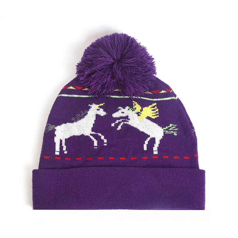 

Women Hat Christmas Winter Beanie Kid Pompon Cap Warm Autumn Animal Unicorn Brim Skiing Accessory Outdoor Headwear Teenagers