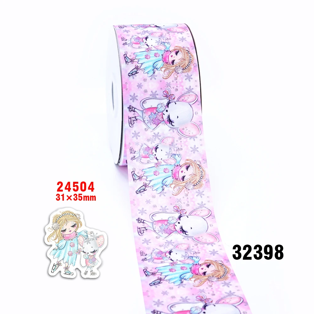 32398 50 ярдов в Размер Рождественская лента напечатанная grosgrain лента 32577 - Цвет: 32398