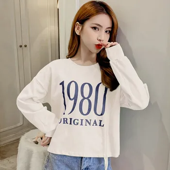 

Women Sweatshirts New Autumn Winter Letter Print Long Sleeved Round Collar Loose Harajuku Style Casual Pullovers Hot