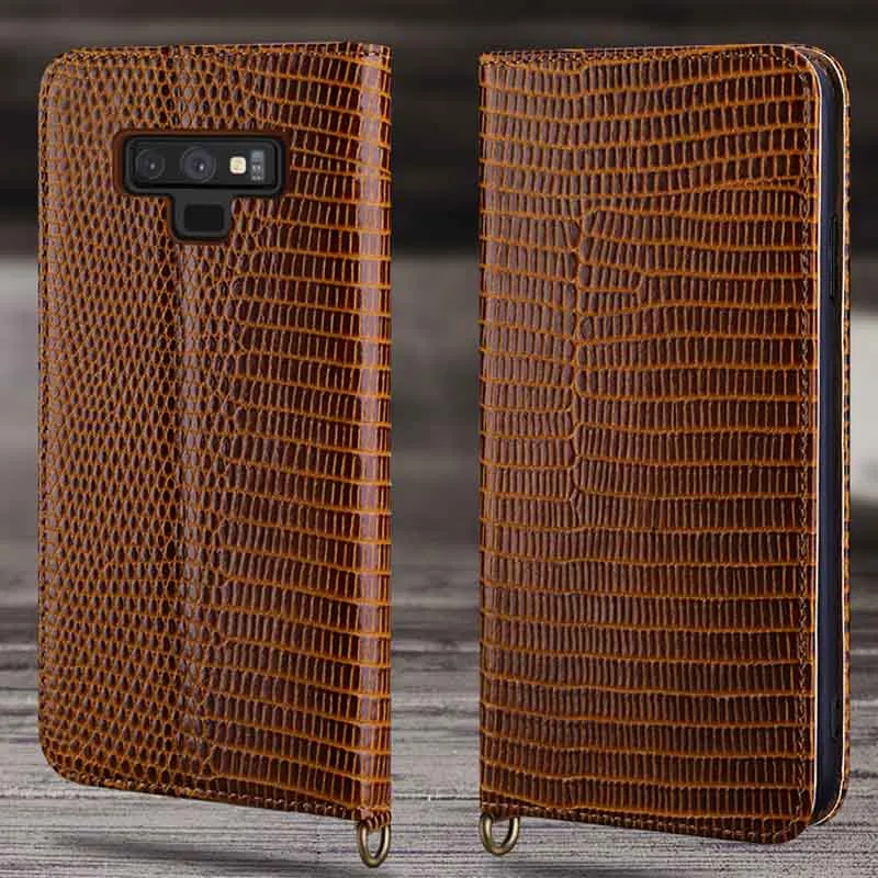 brown Чехол из натуральной кожи для samsung Galaxy Note 9, чехол для крышки ящерицы, Магнитный чехол для телефона Galaxy Note 9, Корпус Корпуса - Цвет: brown