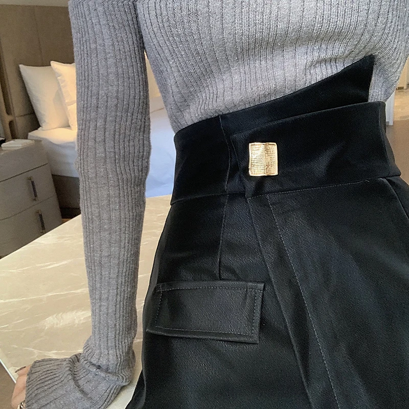 Skirts Shorts Women   Irregular Zipper High Waist Shorts Fashion Sexy Short Midi Shorts Ladies Wide Leg Trousers Girls
