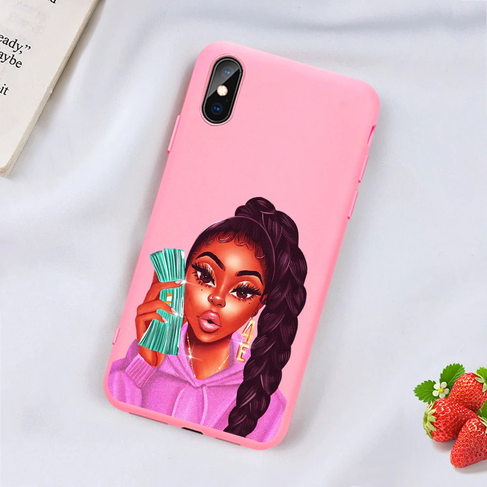 4 Чехол для телефона ciciber Melanin Poppin Black Girl для iPhone 11 Pro Max 7 8 6s Plus X XR XS Max матовый розовый Силиконовый ТПУ чехол s Fundas - Цвет: 4