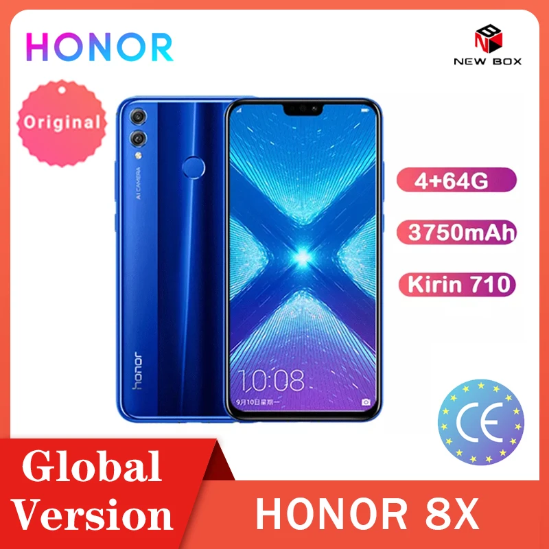 Honor 8X 6 5 дюймов мобильный телефон 4 Гб + 64 ГБ Android 8 1 20 МП Восьмиядерный экран