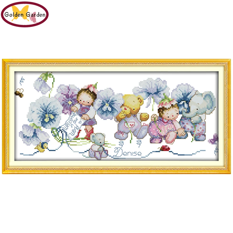 GG Happy Elves Cross Stitch Kits Printing 14CT or 11CT Joy Sunday Count Fabric Embroidery Needlework Cross-stitch Kit for Kids | Дом и сад
