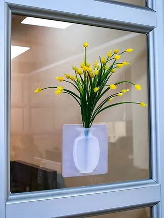 DIY силиконовая ваза с стеклом холодильника без следа магические резиновые наклейки на стену Волшебная настенная висячая ваза имеет подарок