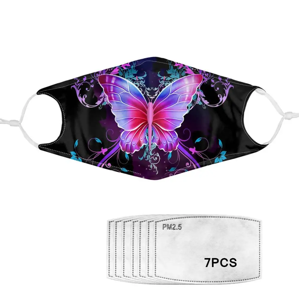 

JUNSRM Custom Pattern New butterflyReusable Mouth Face Cover Comfortable Anti-Dust Anti-saliva Anti Infection Windproof