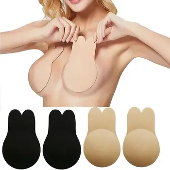 

Women Push Up Bras for Self Adhesive Silicone Strapless Invisible Bra Reusable Sticky Breast Lift Up Tape Kawaii Rabbit Bra Pads