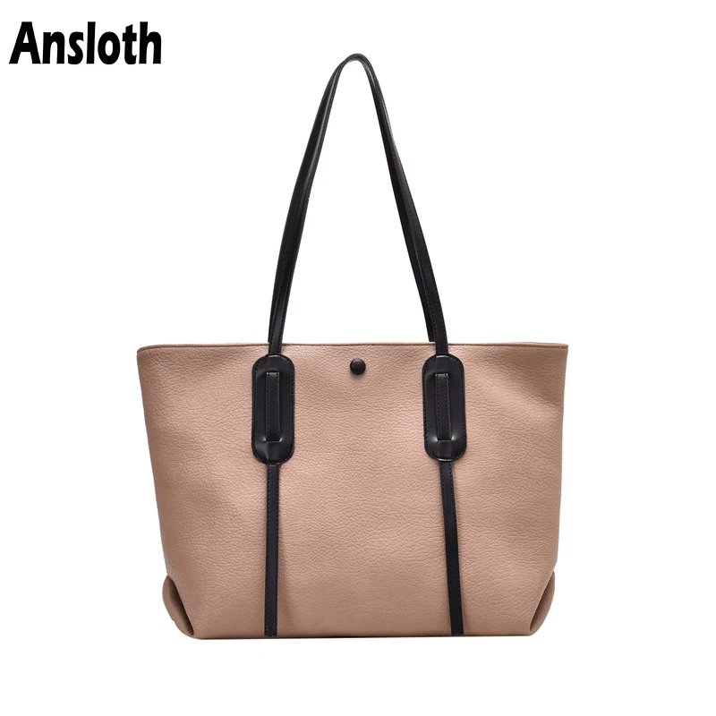 

Ansloth Large Capacity Shoulder Bags Fashion Design Solid Color Bags For Women Winter New Trend Handbags Tote Bags Ladies HPS972