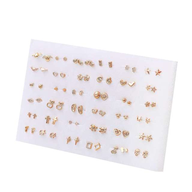 Randomly Mixed Silver Color Women Butterfly Bowknot Flower Heart Small Plastic Stud Earrings Sets For Girl Jewelry Part