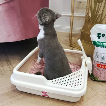 

Extra Large Cat Litter Box Furniture Semi-Closed Tray Cat Training Toilet Bedpans Caja De Arena Para Gato Cat Supplies OO50MS