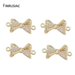 Supplies For Jewelry Wholesale 4 Types Zircon Bow Charms Pendants Connectors Accessories For DIY Earrings Making Jewellery Parts