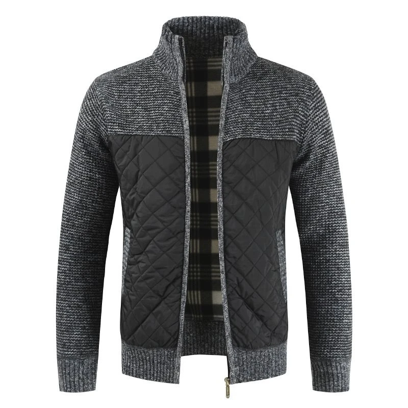 Men's Wool Cardigan Mandarin Collar Patchwork Autumn Winter Warm Thick Long Sleeve Coat Knitted Cotton Casual Male Sweater Pull Men's Wool Cardigan Mandarin Collar Patchwork Autumn Winter Warm Thick Long Sleeve Coat Knitted Cotton Casual Male Sweater Pull
