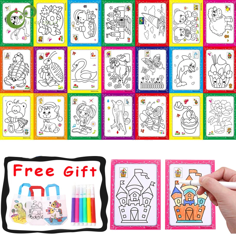 20 unids/lote arte bloc para dibujo DIY Color graffiti pintura tarjetas educativos aprendizaje dibujo juguetes para niños YJN