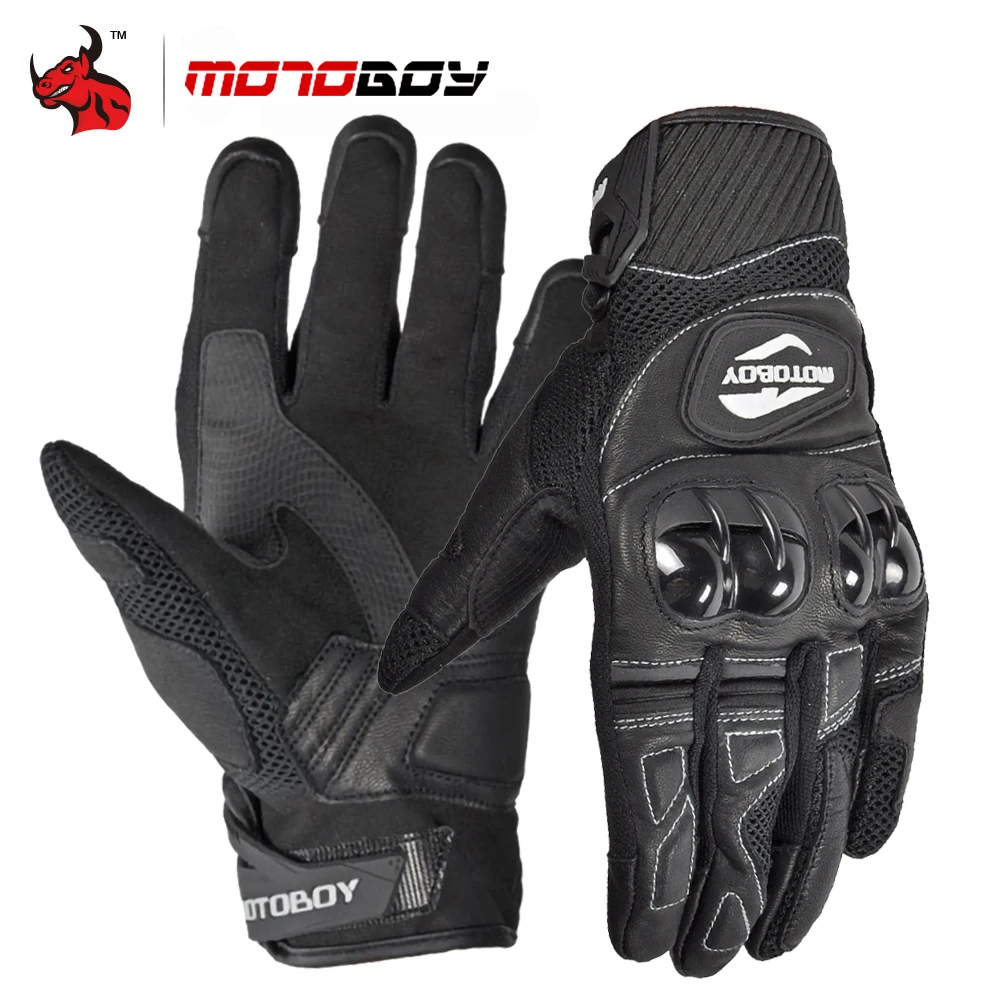 

MOTOBOY Motorcycle Gloves Summer Breathable Moto Gloves Touch Function Motorbike Gloves Guantes Luvas Leather Motocross Gloves