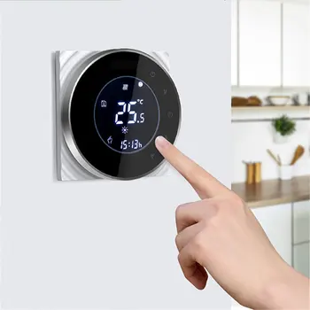 

THP6000WH Water/Gas Boiler Thermostat Backlight WIFI 3A Weekly Programmable LCD Touch Screen Works with Alexa Google