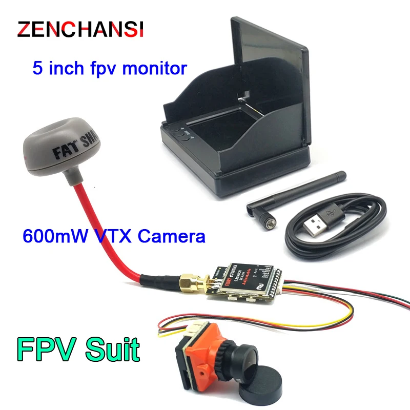 

Передатчик 5,8 ГГц 25/200/600 мВт с Камерой CMOS 1500TVL и 5-дюймовым/3,5-дюймовым монитором FPV 480x27, 2 экрана для радиоуправляемого дрона