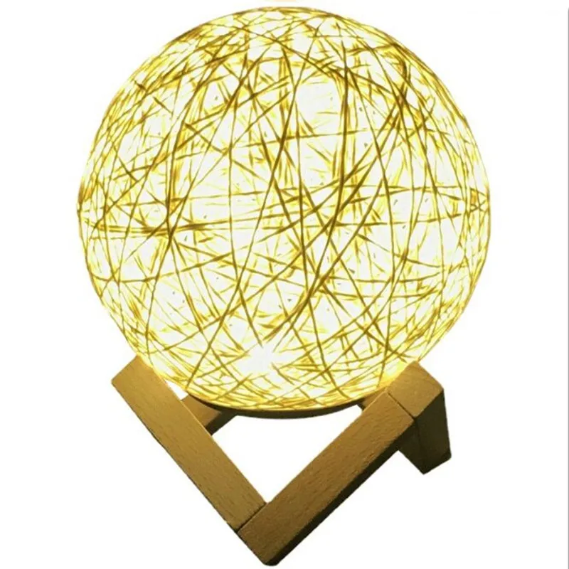 3D Светодиодная лампа из ротанга с лунным шаром ночник USB мощность диммируемая для