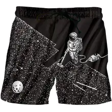 Модные пляжные шорты с 3D принтом, Космический пылесос, робот, быстросохнущие шорты, мужские летние повседневные шорты, уличная одежда, шорты в стиле хип-хоп