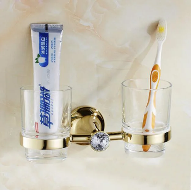 tooth brush holders Аксессуары для ванной комнаты, вешалка для полотенец, держатель для бумаги, вешалка для полотенец, угловая полка, держатель для туалетной щетки, золотой Латунный набор аксессуаров для ванной комнаты - Цвет: tooth brush holders