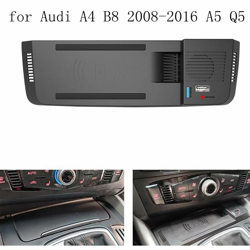 

1set 15W fast car QI wireless charger charging phone holder for Audi A4 B8 2008-2016 A5 S5 / Q5 8R 2010-2017 / A4 allroad