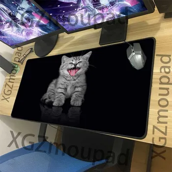 

XGZ Animal Naughty Kitten Custom Large Mouse Pad Black Lock Edge Cat Pattern Office Computer Desk Mat Rubber Non-slip Coaster