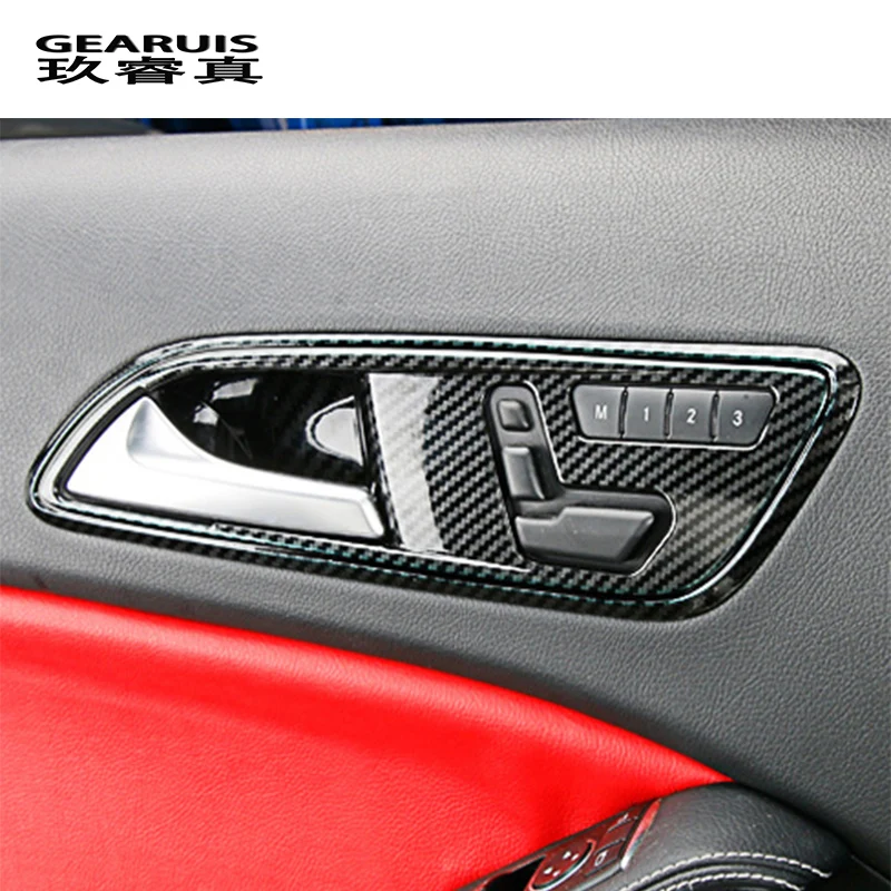 Углеродное волокно автомобиля Стайлинг дверные кнопки регулировки сиденья панель наклейки Накладка для Mercedes Benz A GLA CLA класс W176 X156 C117