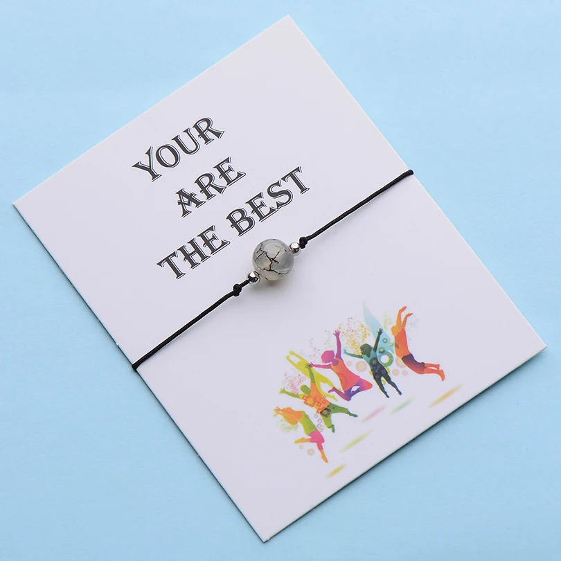 4 IYOE Wish Card вы лучшие очаровательные каменные бусины браслеты для женщин мужчин детей ручная плетеная Красная Нить Браслет Дружбы подарочный - Окраска металла: 4