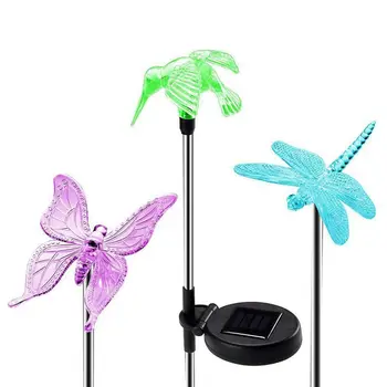 

TOP!-3-piece solar light outdoor waterproof multi-color LED lamps, butterfly Bird decorative lighting garden/courtyard/backyar