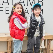 Детский жилет в году, новая зимняя стильная Одинаковая одежда для родителей и детей яркий жилет верхняя одежда для мальчиков и девочек