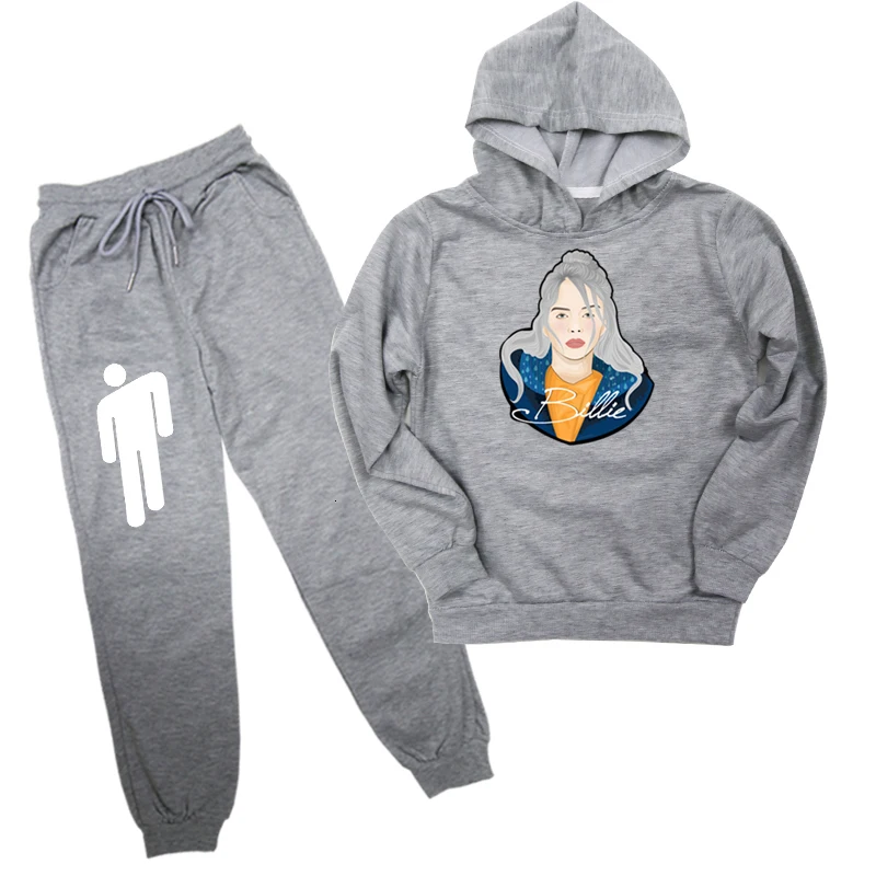 G4 2 шт./компл. Billie Eilish состоящие из кофты с капюшоном и штанов, Повседневное спортивный костюм модная Ropa Hombre Для мужчин по доступной цене, повседневная одежда для подростков ткань Толстовки костюмы - Цвет: G4