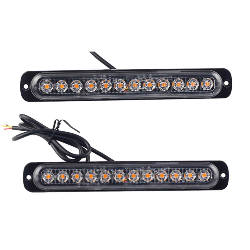 

12x Car Truck Strobe Flash Light Strip Side Lamp Bar Ultra Thin 36W Amber 12-LED in 190*28mm for auto parts