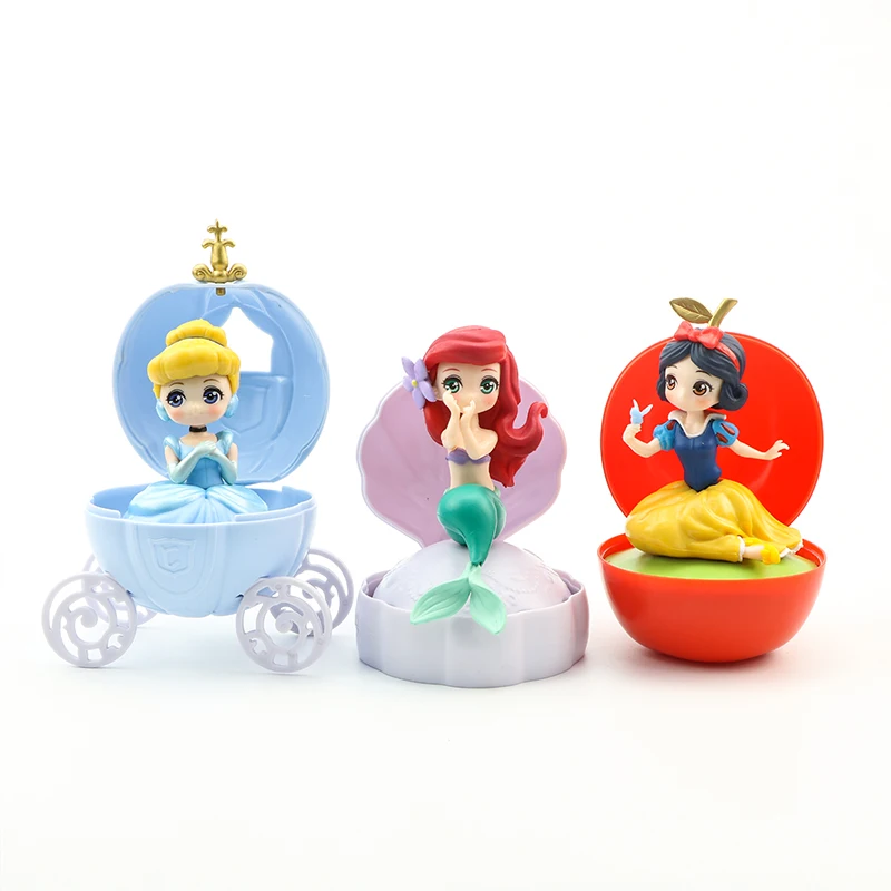 

3pcs/lot New Snow White Alice Elsa Anna Princess Capsule Action Figures Toy PVC Model Doll for Girl Cake Decoration Gift 13cm