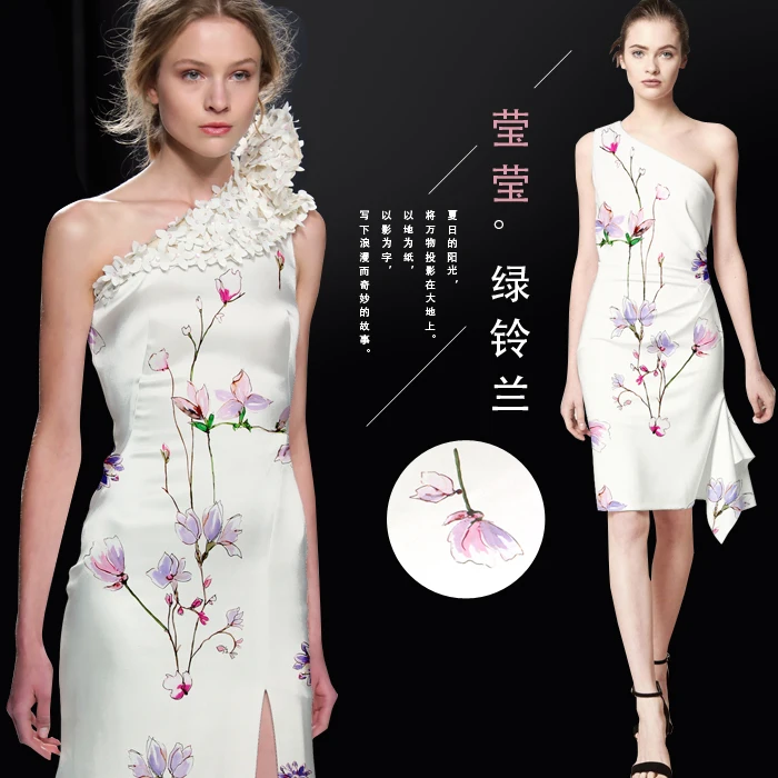 118 см Широкий шелк стрейч атласная ткань 19 мм цифровой струйный китайский шелк ткань эластичный спандекс натуральный шелк ткань оптом ткань