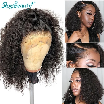 

Deep Wave Short Bob 13x4 Lace Front Human Hair Wigs Brazilian natural color Water Wave Frontal Wig For Black Women curly Closure