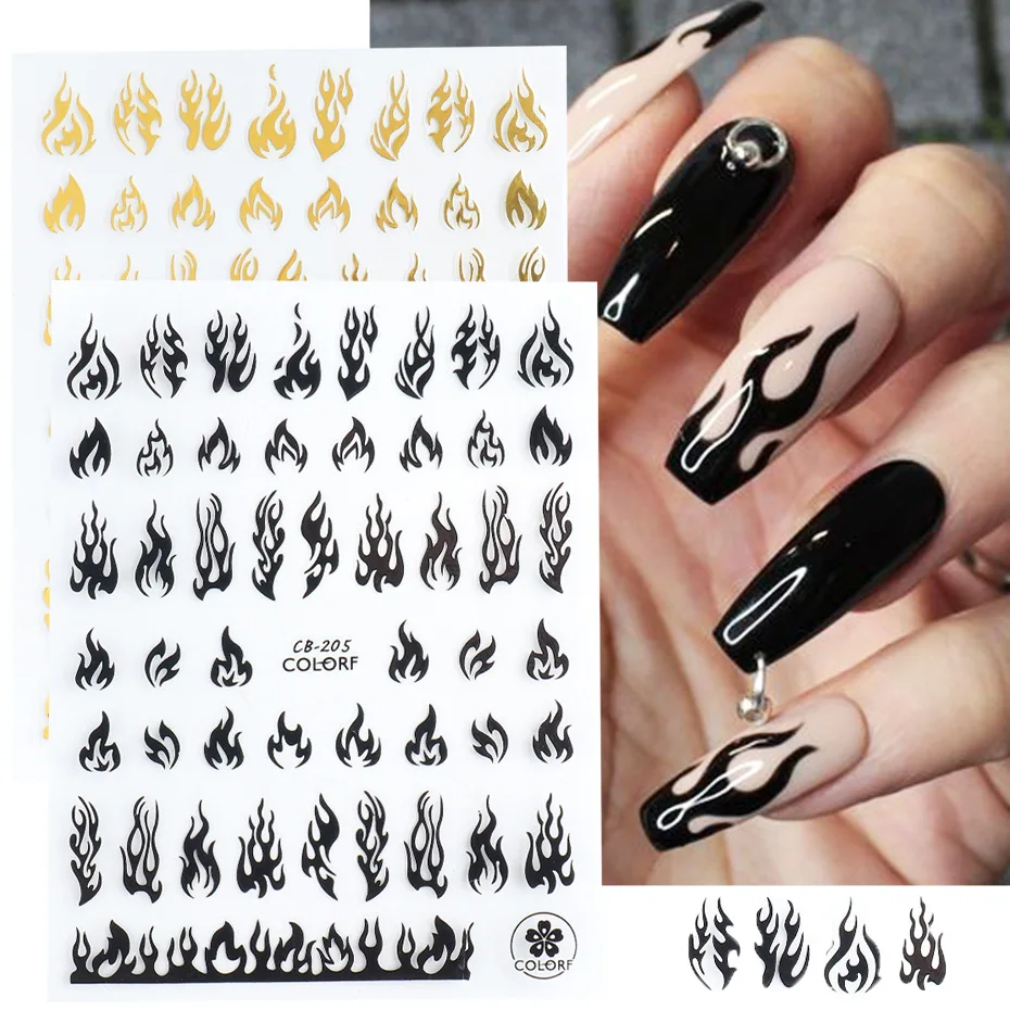 Newest L 244 nail flame stickers 3d nail art sticker nail decal