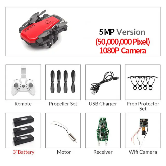 Red500WCamera3B Складной мини-Дрон с Радиоуправляемый квадрокоптер с камерой HD четырехъядерный с высокой фиксацией RC вертолет с безголовым режимом детские игрушки - Цвет: Red500WCamera3B