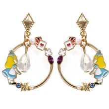 6 пара/лот модные ювелирные изделия металлическая Глянцевая сказочная принцесса Алиса серьги-гвоздики