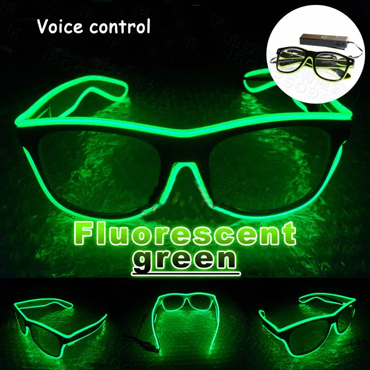 B-fluorescent green Светящиеся провода светодиодный очки светящиеся вечерние декоративный светильник ing классический подарок яркий светодиодный светильник вечерние солнцезащитные очки - Цвет: B-fluorescent green