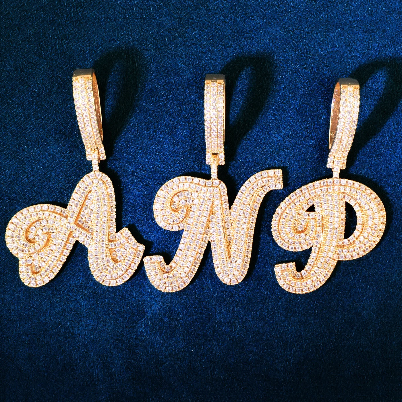 A-Z Double Layer Cursive Letter Hip Hop Pendant For Men