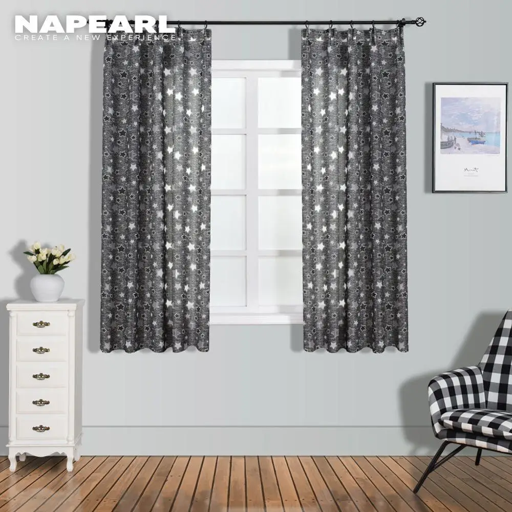 NAPEARL Geometric Stars Short Jacquard Living Room Curtains Voile Fabrics Elegant Window Screening Semi-Shades Decorative Drapes | Дом и сад