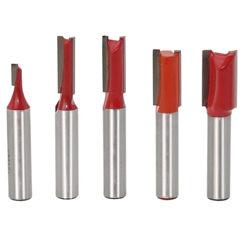 

5PCS 8mm Diameter Shank Straight Router Bit Set Wood Cutting Tool Wood Router Bits Straight Flat End Mills Cutters