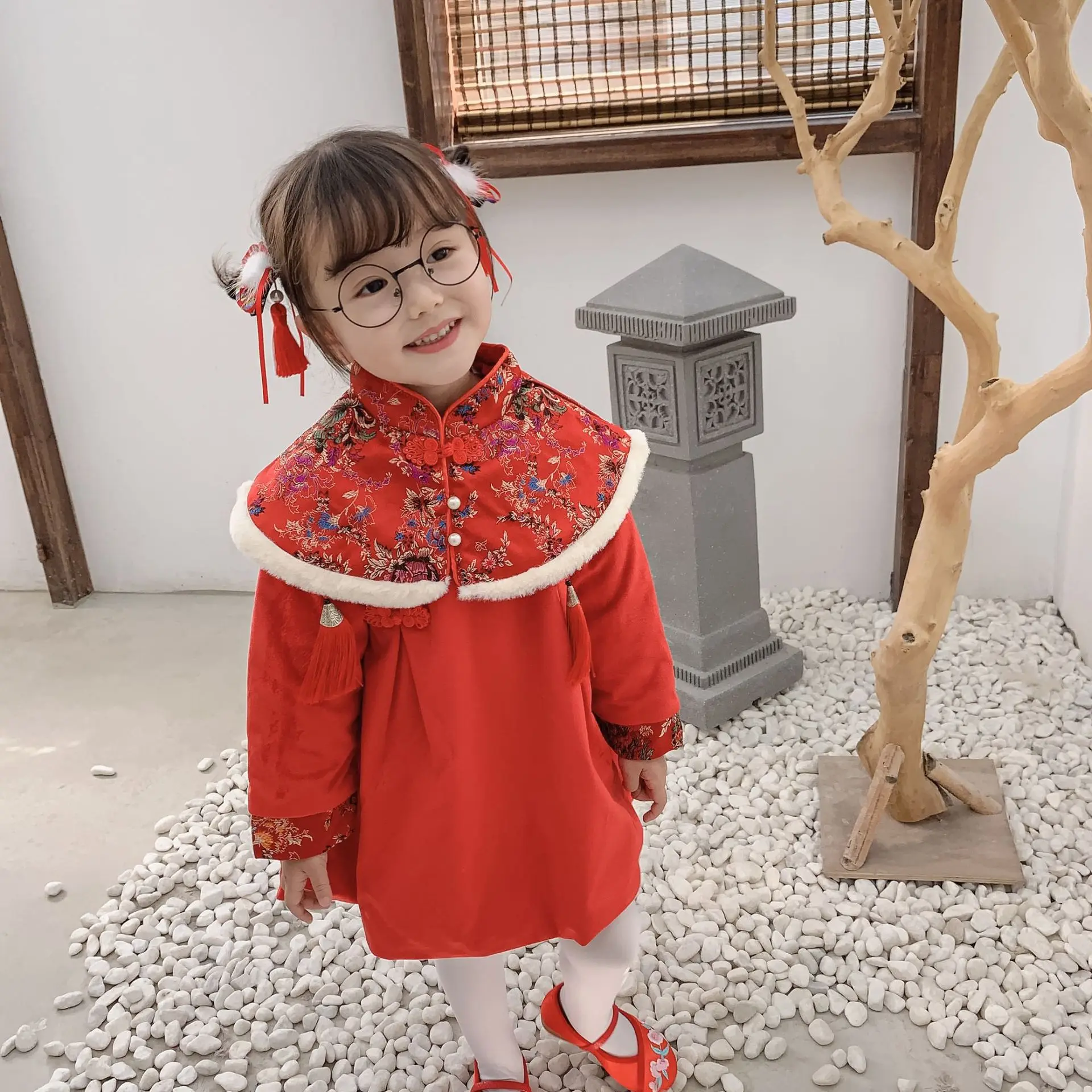 Платье для девочек детская одежда для девочек Новинка года, милое красное платье принцессы для маленьких девочек рождественские платья для маленьких девочек, От 1 до 7 лет