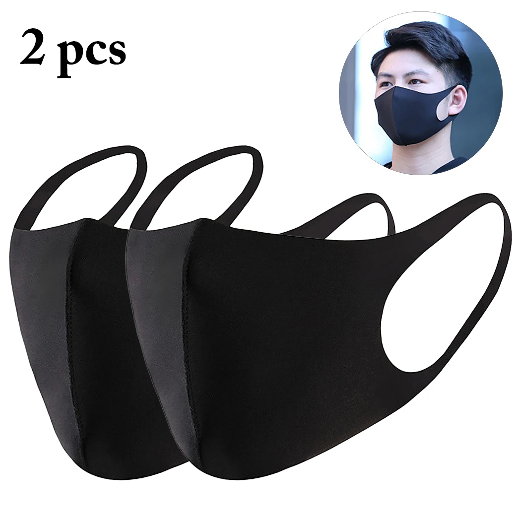 

2pcs Unisex Black Mask Soft Cotton Winter Breathing Mask Anti-Dust Earloop Mouth Face Cover Outdoor Riding dropshipping