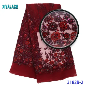 

Bridal Beads Lace Fabric High Quality African Lace Fabric Embroidery Lace Trim Handmade Beads Lace For African Lace 3182b