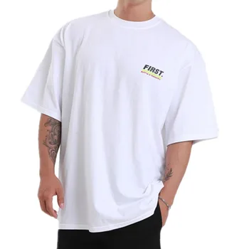 

New Fashion Casual Men Tshirt Men Gyms Fitness Short sleeve Loose Tees Male Bodybuilding Workout Summer Cotton Tops Clothes