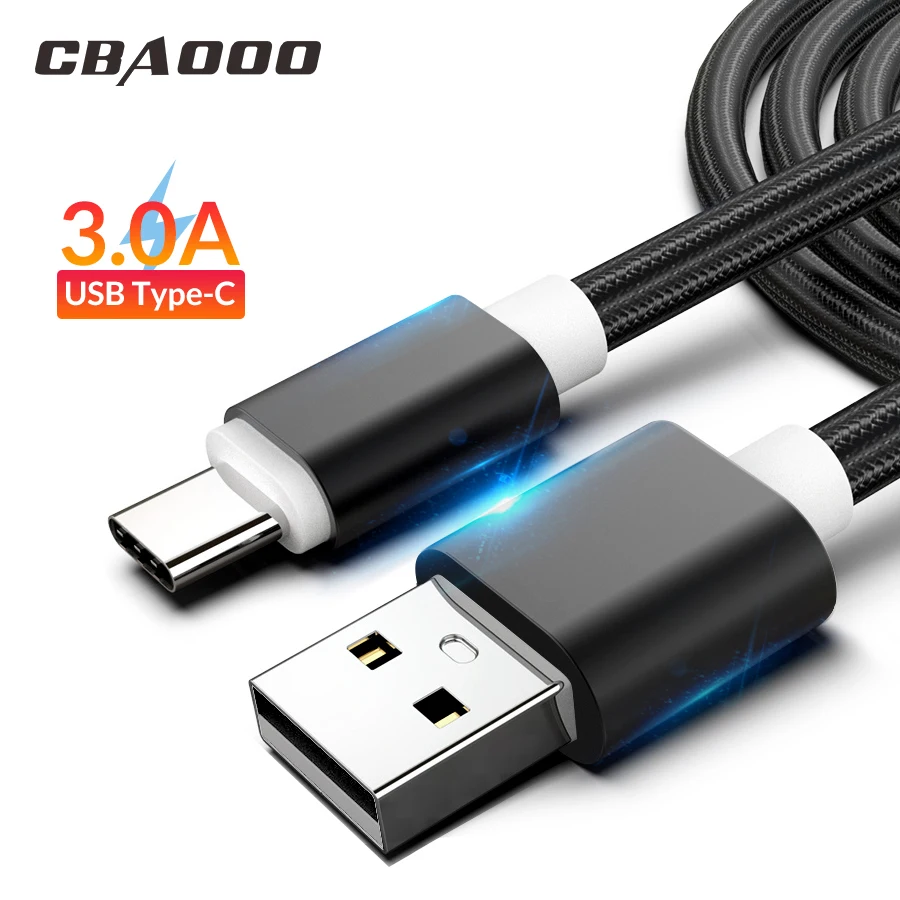 CBAOOO 1 м 2 м 3 м USB C Тип USB кабель для передачи данных 3A быстрый подъем тип-c Kabel voor S9 S10 Plus USB C просо