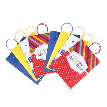 

Kraft Paper Bags with Handles Portable Birthday Gift Bag Creative Tote Bags