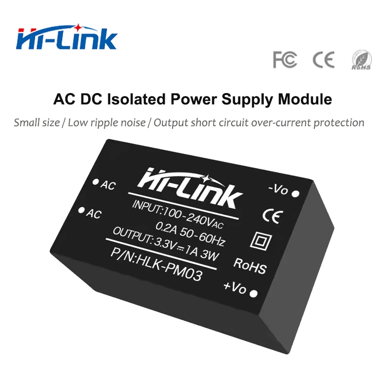 

Free Shipping New Hi-Link AC DC Converter 220V to 3.3V 3W 1A Step Down Isolated Switching Power Supply Module HLK-PM03